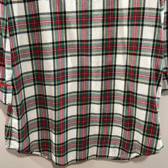 Lauren Ralph Lauren Flannel Plaid Button Front Collared Sleepshirt Pocket L - Picture 6 of 16